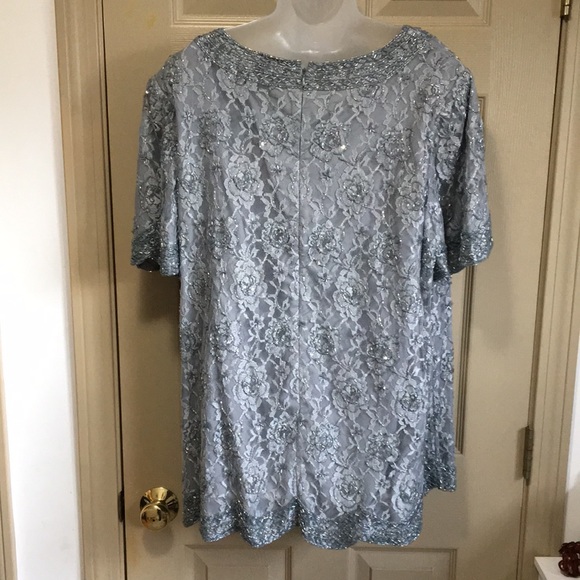 Gray Lace & Bead Blouse by Candlelight& Champagne - Picture 5 of 8